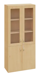 SPO 32 skříň 4-dveřová, 2x sklo lamino - javor horský